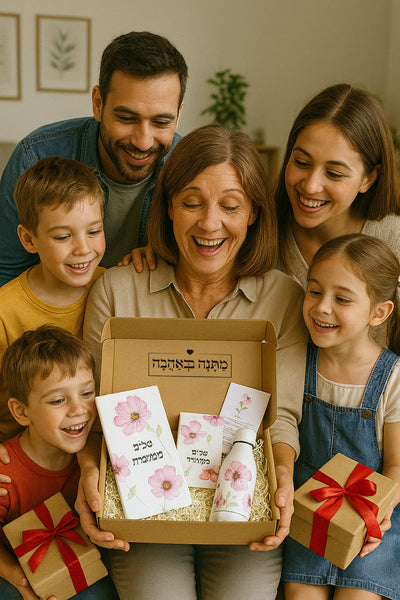 מארז מתנה לאישה כולל שם והקדשה אישית - דגם פרחי בר (כל הגדלים)