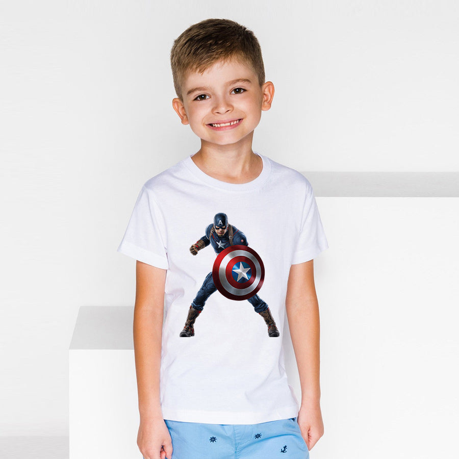 חולצת טי מעוצבת ילדים / מבוגרים - קפטן אמריקה