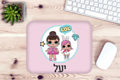 פד לעכבר מעוצב עם כיתוב ושם אישי