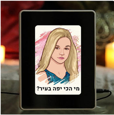 מראת הקסם דגם עגול / מלבן כולל פיתוח תמונה / איור תמונה והקדשה.