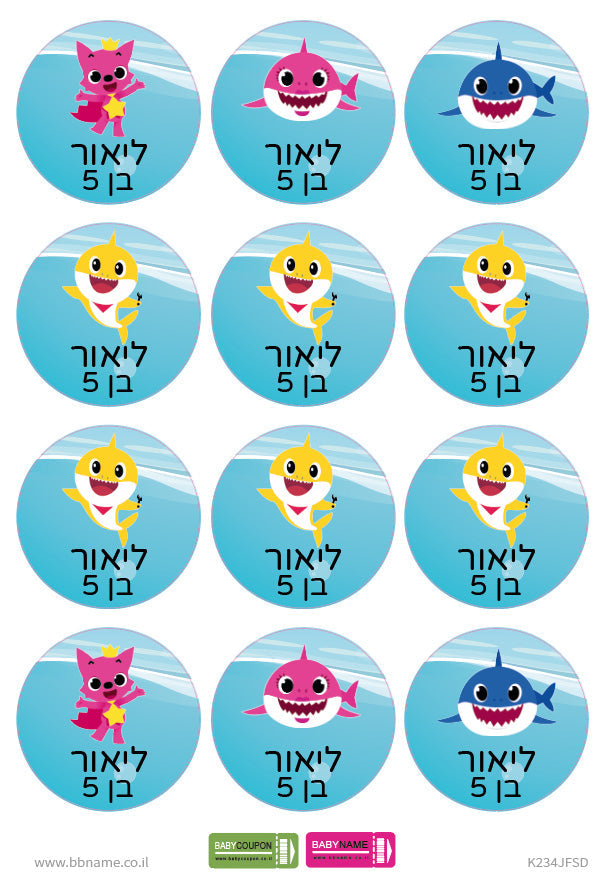 סט מדבקות יום הולדת עם שם וגיל הילד/ה
