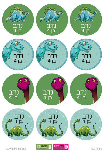 סט מדבקות יום הולדת עם שם וגיל הילד/ה